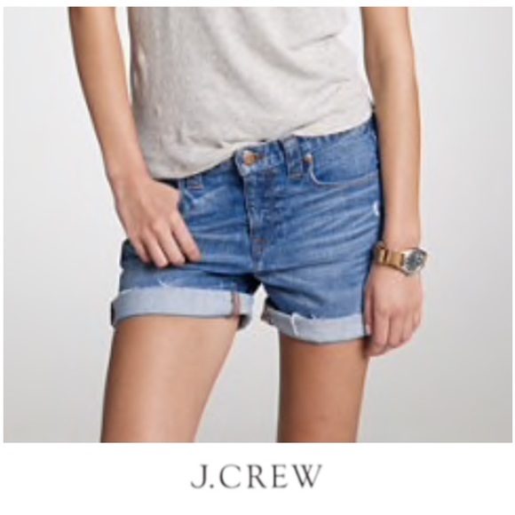 high rise cuffed denim shorts